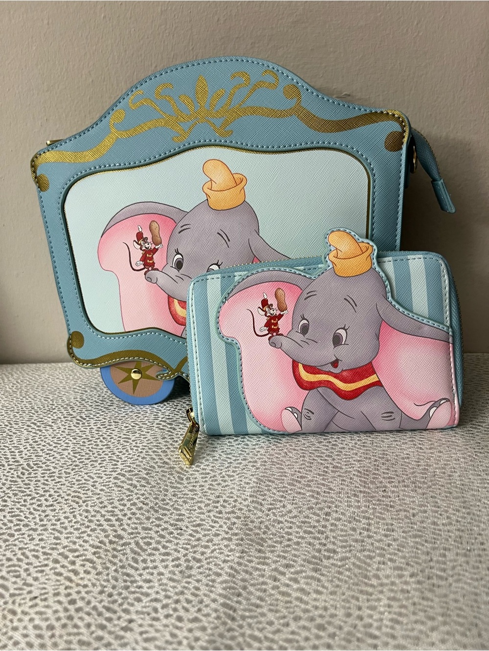 Loungefly 80th Anniversary Dumbo Train Car Crossbody Bag + Zip-Around Wallet